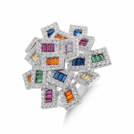 Серебряное кольцо с фианитами Rainbow 925 DM3474-7CR