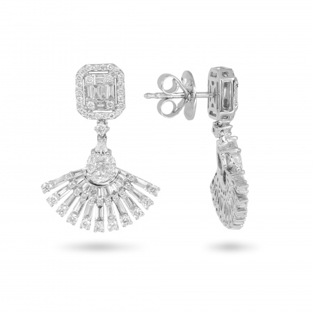 Золотые серьги Baguette с бриллиантами E2042A1