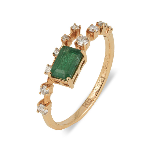 Золотое кольцо с бриллиантами и изумрудом Diamond Love 10651G-EM