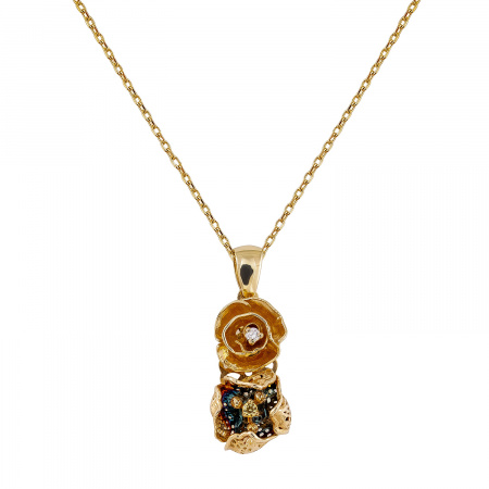 Золотая подвеска Gallica с бриллиантом и сапфиром GLHP0012