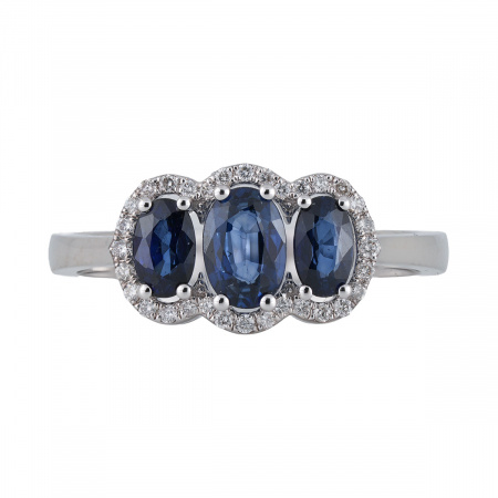 Золотое кольцо с бриллиантами и сапфирами Diamond Love AYZ01068