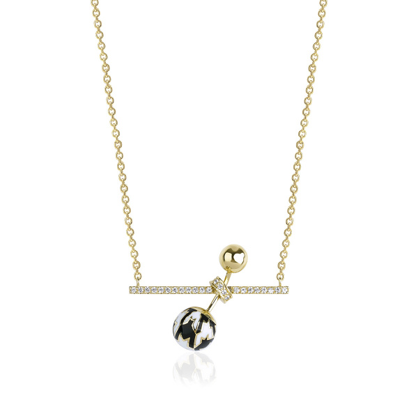 Золотое колье с белыми сапфирами Pied De Poule PPN000005-00