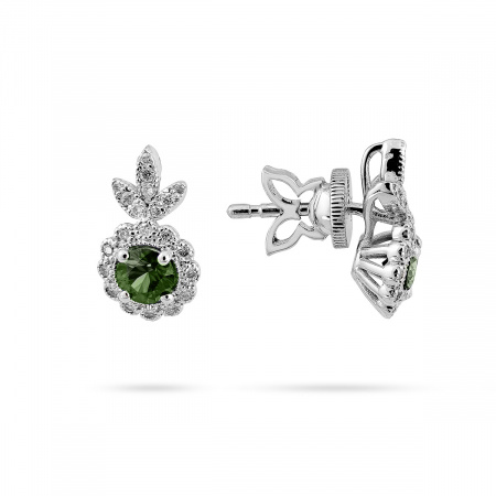 Золотые серьги с бриллиантами и изумрудами Diamond Love XAE24W-EMD