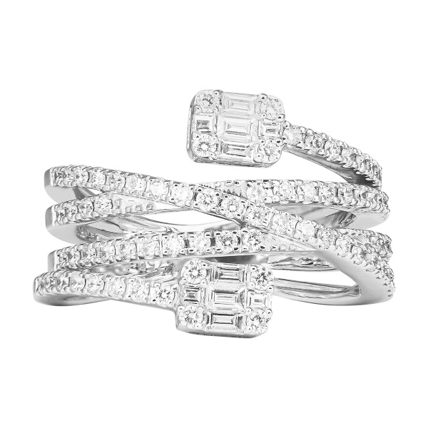 Золотое кольцо Baguette с бриллиантами RG0810