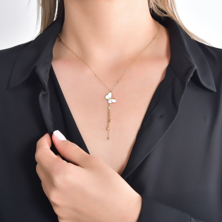 Золотое колье с бриллиантами и эмалью White Dreams WDN000004-00