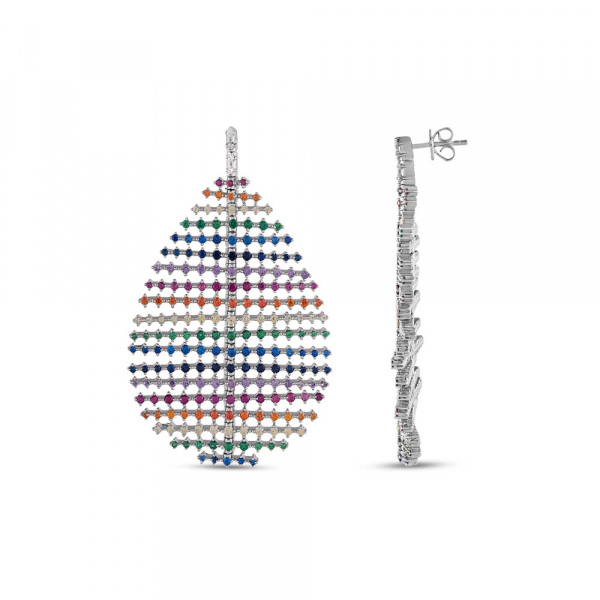 Серебряные серьги с фианитами Rainbow 925 DM3569-7CER