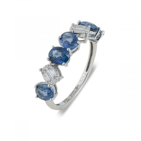 Золотое кольцо с бриллиантами и сапфирами Diamond Love 10202R-SAP