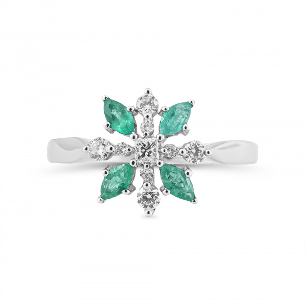 Золотое кольцо Diamond Love с бриллиантами и изумрудами RG1210