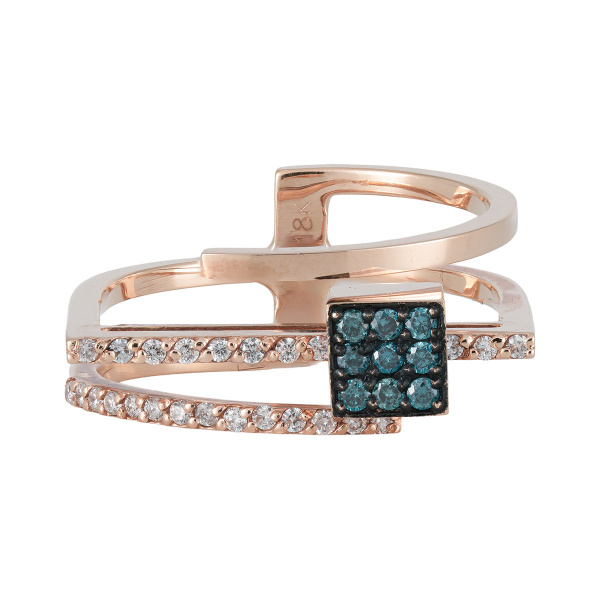 Золотое кольцо с голубыми бриллиантами Naviblue R2980-P-BD