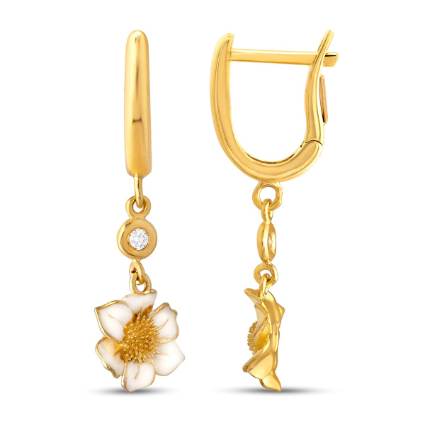 Золотые серьги с бриллиантами и эмалью White Dreams WDE000009-00