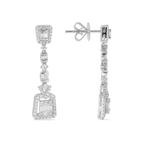 Золотые серьги с бриллиантами Baguette KE06296