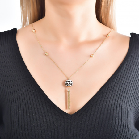 Золотое колье Pied De Poule с эмалью PPN000001-00