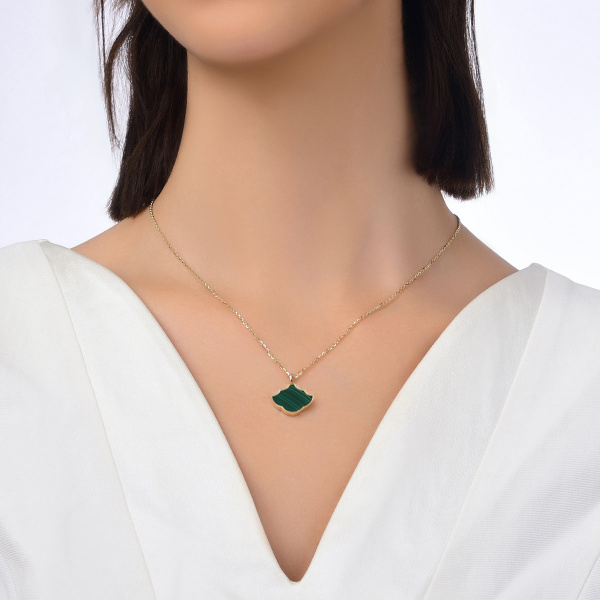 Золотое бриллиантовое колье с малахитом и эмалью Marrakech MRN065-M