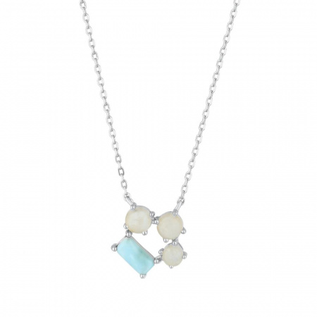 Серебряное колье с перламутром и лазуритом N5079G