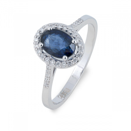 Золотое кольцо с бриллиантами и сапфиром Diamond Love OZSRO-W-SAP