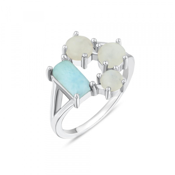 Кольцо серебряное с перламутром и лазуритом R5079G