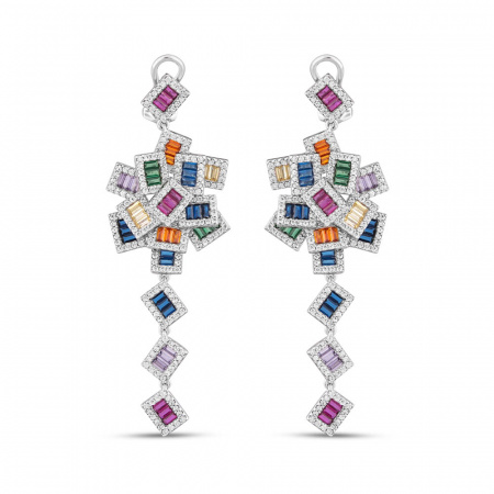 Серебряные серьги с фианитами Rainbow 925 DM3587-7CE