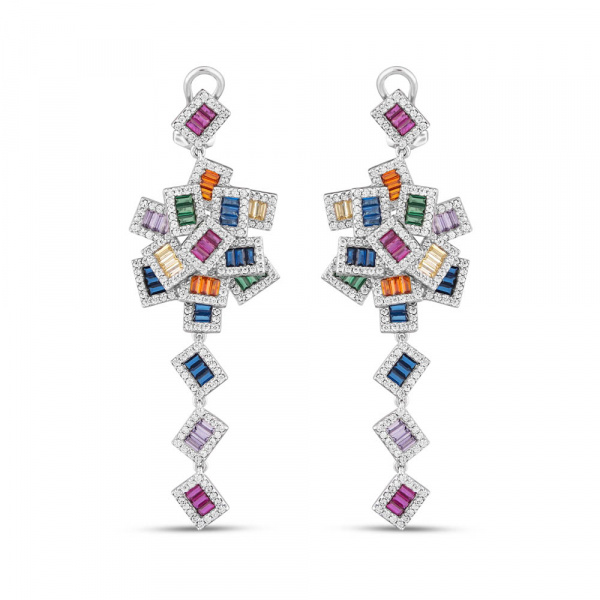 Серебряные серьги с фианитами Rainbow 925 DM3587-7CE
