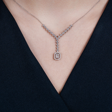 Золотое колье с бриллиантами Baguette KLIF04