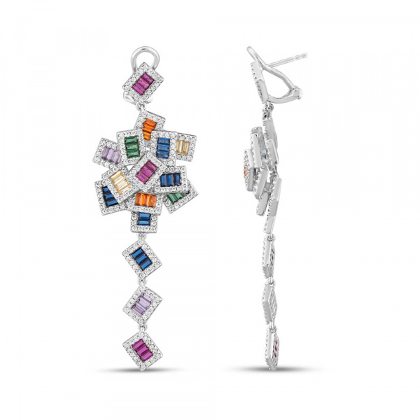 Серебряные серьги с фианитами Rainbow 925 DM3587-7CE