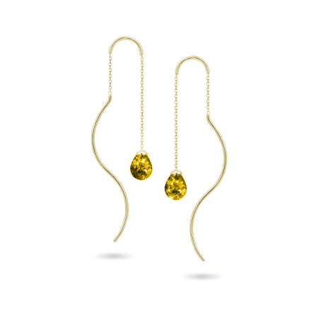 Золотые серьги с цитрином Golden Line KP000001-05-1