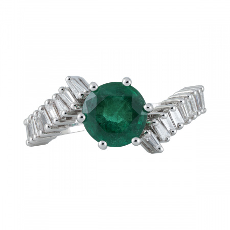 Золотое кольцо с бриллиантами и изумрудом Diamond Love OZR019-W-EM