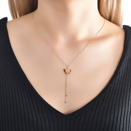 Золотое колье с бабочкой, брилилантом и эмалью Noah`s Ark NHN000004-02