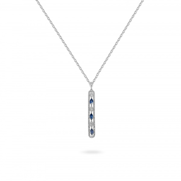 Золотое колье с бриллиантами и сапфирами Diamond Love AKL03043