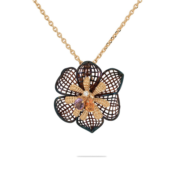 Золотая подвеска с бриллиантом, цитрином и аметистом Gallica GLHP0028-00