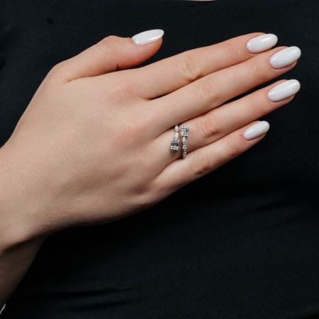 Золотое кольцо с бриллиантами Baguette PRA-0361R-W