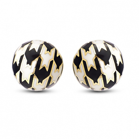 Золотые серьги с эмалью Pied De Poule PPE000013-00