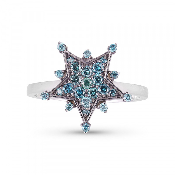 Золотое кольцо с голубыми бриллиантами Naviblue MT64-BD-W