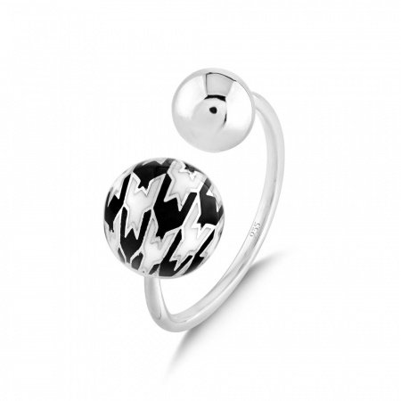 Серебряное кольцо с эмалью Pied De Poule 925 PPXR0014-CZ
