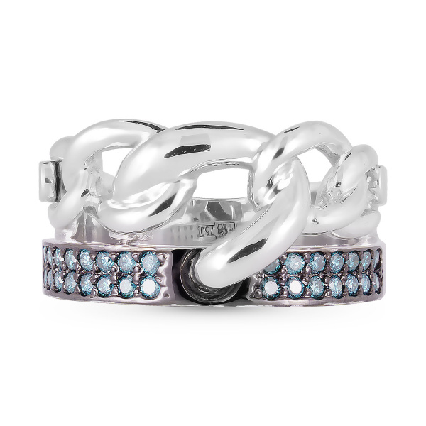 Золотое кольцо Naviblue с голубыми бриллиантами R3046