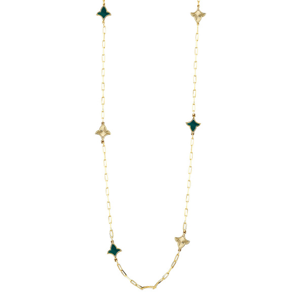 Золотое колье с малахитом и эмалью Marrakech MRN035-M