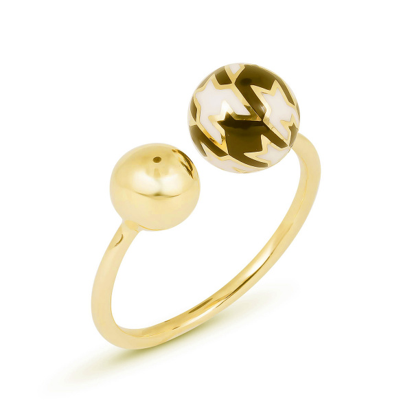 Золотое кольцо с эмалью Pied De Poule PPR000009-00