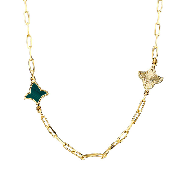 Золотое колье с малахитом и эмалью Marrakech MRN035-M