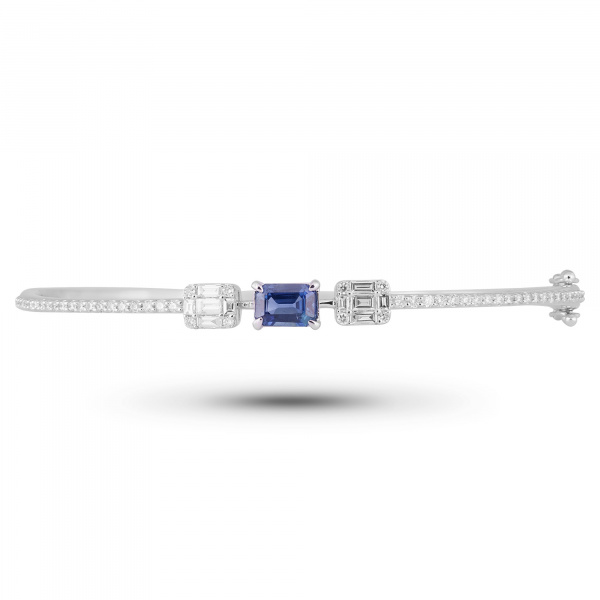 Золотой браслет с бриллиантами и сапфиром Baguette 11081W-SAP