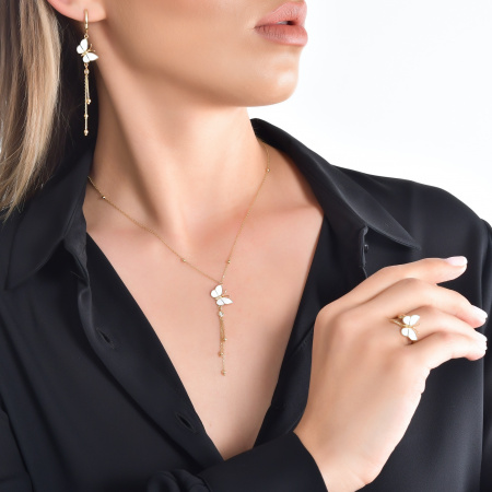 Золотое колье с бриллиантами и эмалью White Dreams WDN000004-00