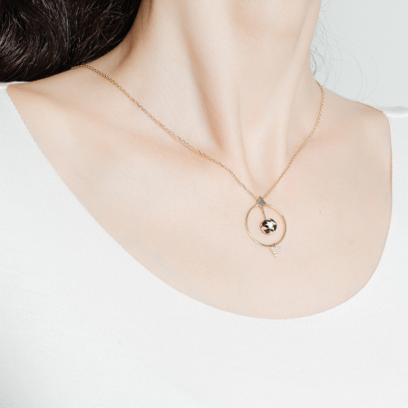 Золотое колье с белыми сапфирами Pied De Poule PPN000006-00