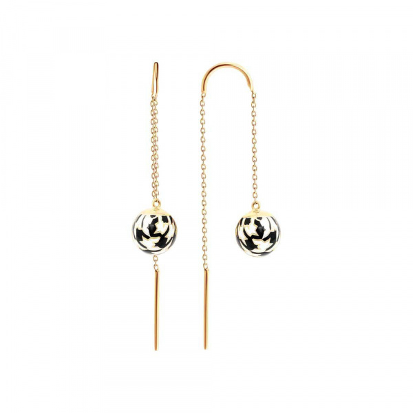 Золотые серьги-продёвки с эмалью Pied De Poule PPE000009-00