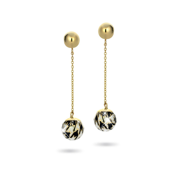 Золотые серьги с эмалью Pied De Poule PPE000011-00